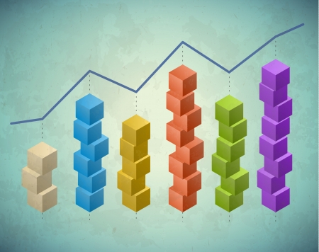 Retro infographic with columns of stacked cubesのイラスト素材