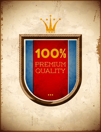 Aged card with 100 percent quality shield labelのイラスト素材