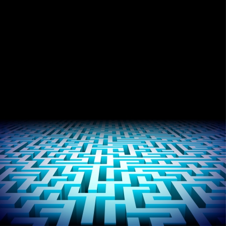 Abstract lightened perspective labyrinth in the darknessのイラスト素材