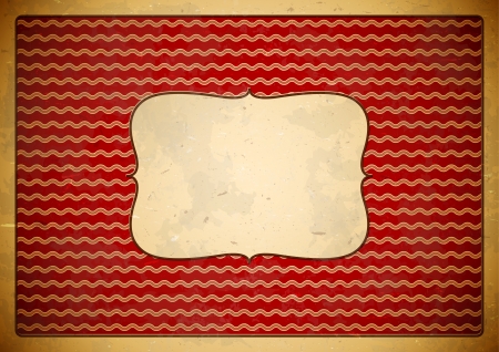 Red vintage frame with wave pattern on cardboardのイラスト素材