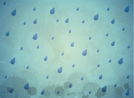 Vintage aged card with blue rain dropsのイラスト素材
