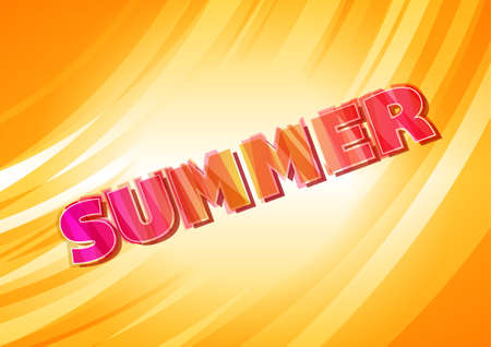 Warm yellow card with bright summer letteringのイラスト素材