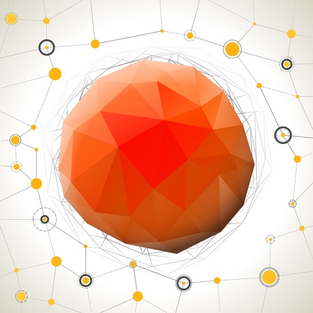 Abstract geometric mosaic ball with connection wiresのイラスト素材