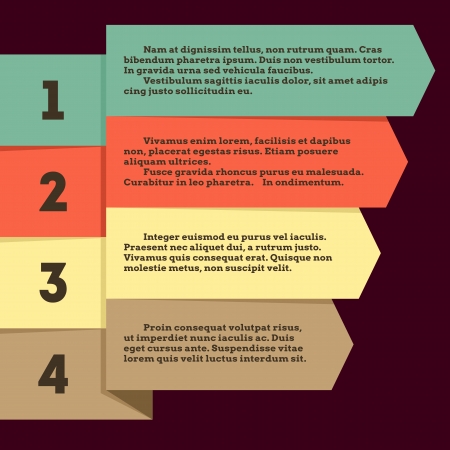 Flat infographic with numbered colorful ribbon pointersのイラスト素材