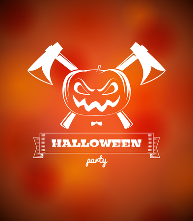 Halloween poster with pumpkin and crossed axesのイラスト素材