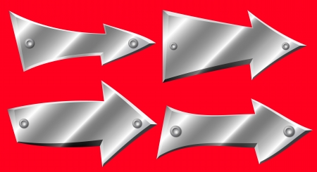 Set of metal arrows with rivets on red backgroundのイラスト素材