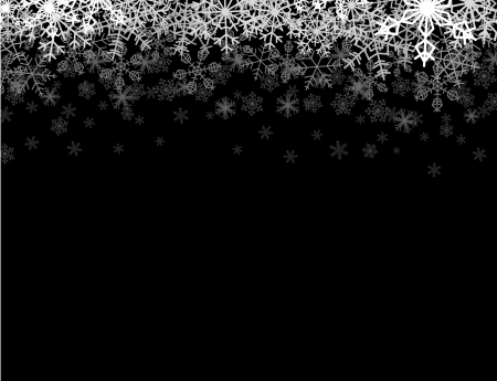 Horizontal frame with snowflakes falling down into darknessのイラスト素材