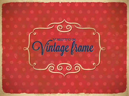 Aged vintage polka dot frame with flowersのイラスト素材