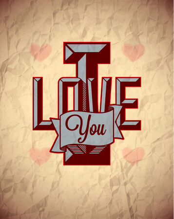 Vintage sign of love on aged crumpled paperのイラスト素材