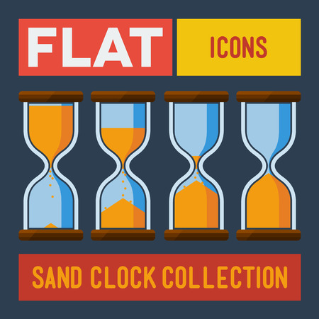 Set of flat sand clocks on grungy cardのイラスト素材