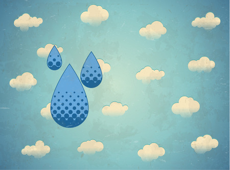 Aged vintage card with rain drops signのイラスト素材