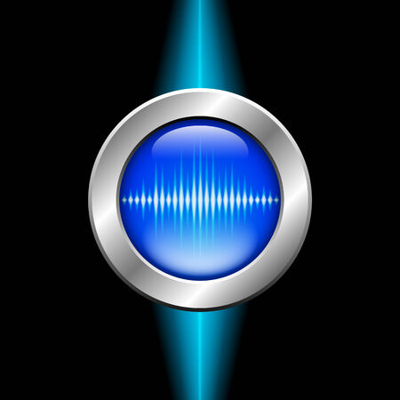 Silver button with blue sound wave signのイラスト素材