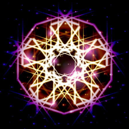Mystic shiny star with sparkles in galaxyのイラスト素材