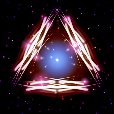 Mystic shiny triangle star with sparkles in galaxyのイラスト素材