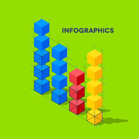 Flat infographics with cubes and wired structuresのイラスト素材