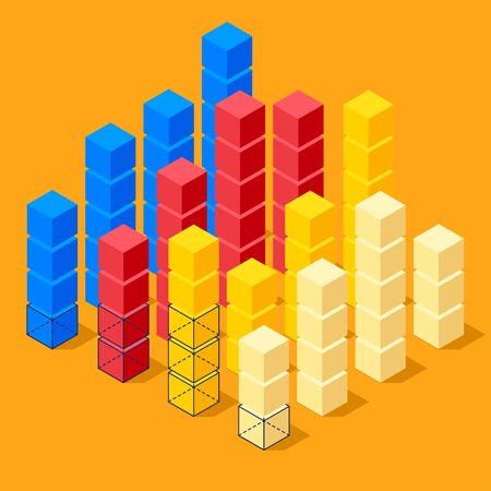 Flat infographics with cubes and wired structuresのイラスト素材