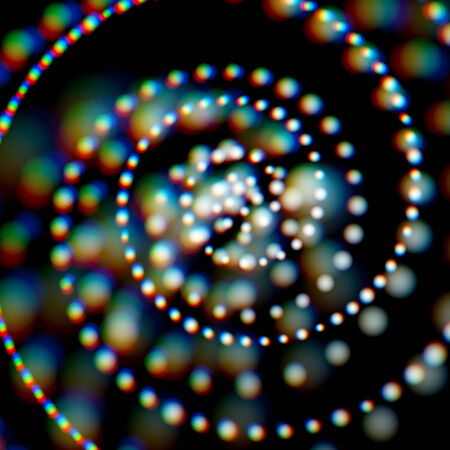 Spiral shiny blurred garlands with colorful aberrations