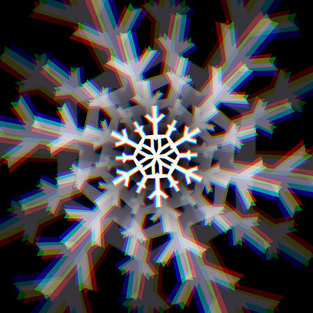Shiny christmas snowflake sign with color aberrationsのイラスト素材
