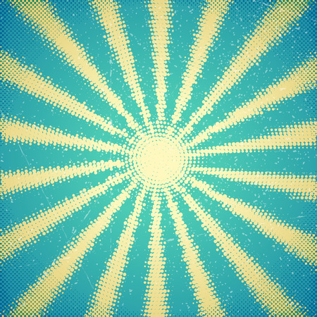 Vintage scratched card with halftone sun raysのイラスト素材
