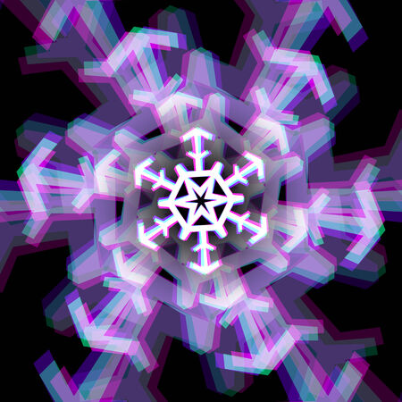 Shiny christmas snowflake sign with color aberrationsのイラスト素材