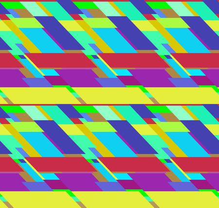 Flat colorful seamless pattern with chaotic skewed rectangles