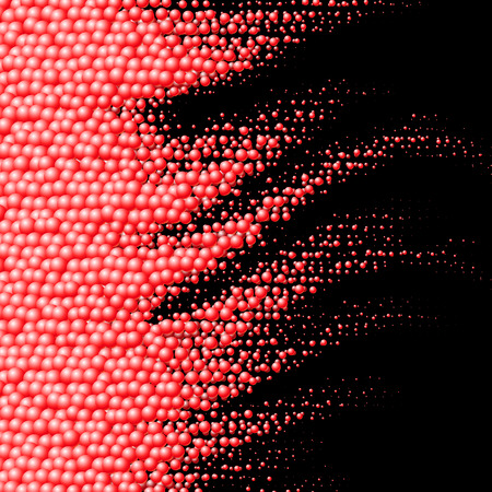Scattered red balls background with wavy structure