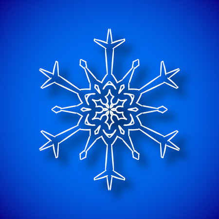 Beautiful snowflake with shadow on blue backgroundのイラスト素材