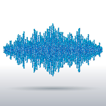 Sound waveform made of chaotic blue ballsのイラスト素材