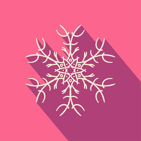Flat icon of filigree christmas snowflake with long shadowのイラスト素材