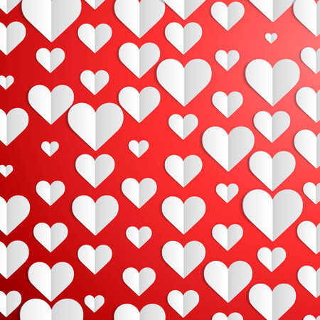 Valentines Day background with cut paper heartsのイラスト素材