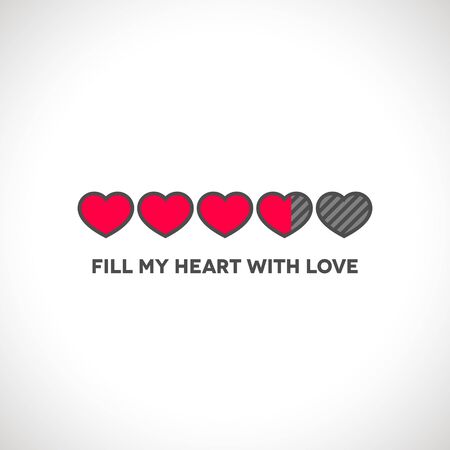 Valentine's Day status bar with flat styled heartsのイラスト素材