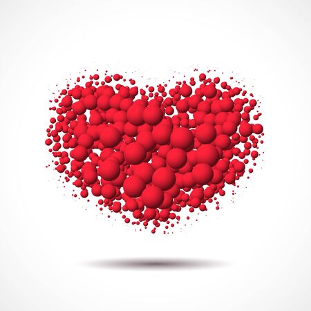 Valentine's Day card with heart made of scattered bubbles or ballsのイラスト素材