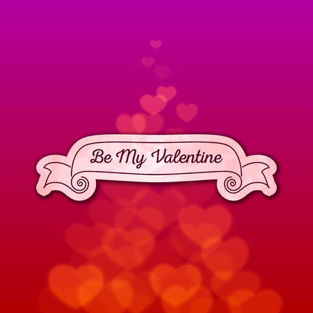 Valentines Day vintage ribbon with random scattered bokeh heartsのイラスト素材