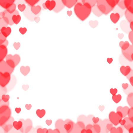 Valentines Day square frame with random scattered bokeh heartsのイラスト素材