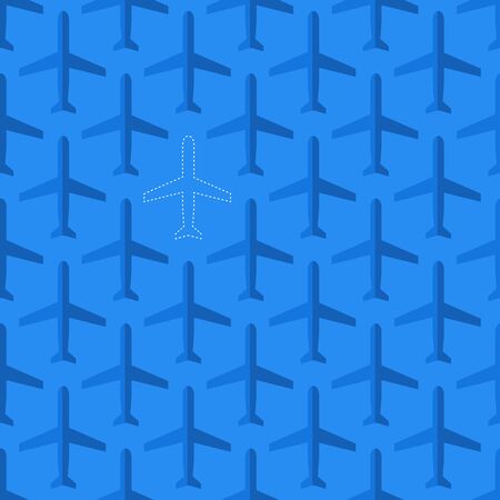 Flat styled aviation seamless pattern with missing planeのイラスト素材