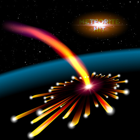 Space card with meteorite hit and explosionのイラスト素材