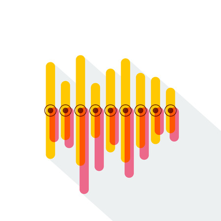 Flat infographics with asymmetric yellow and red overlapping bars and long shadowのイラスト素材