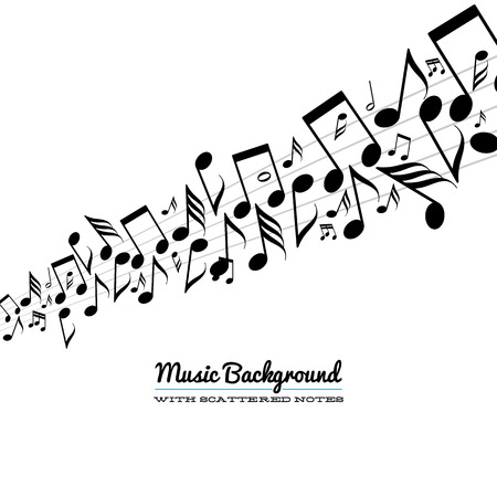 Card with line of messy scattered music notes on staveのイラスト素材