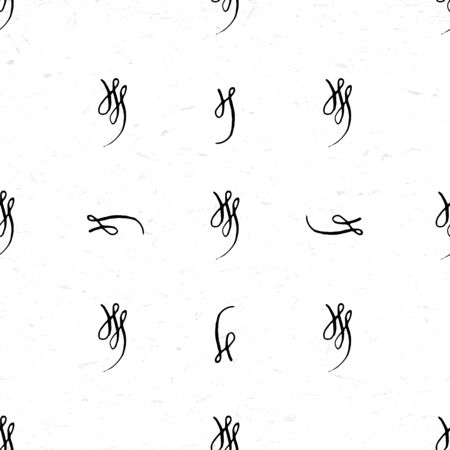 Seamless pattern with hand drawn calligraphic vignettesのイラスト素材