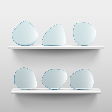 Shelves with glass app icon placeholders on white backgroundのイラスト素材