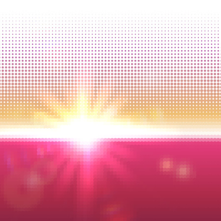 Vector halftone dotted mosaic with sun flares and bokehのイラスト素材