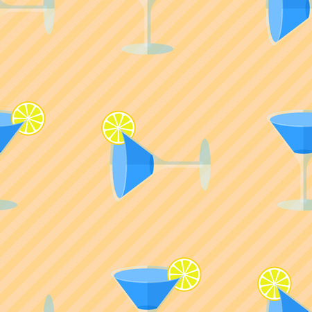 Seamless flat pattern with transparent cocktail glassesのイラスト素材