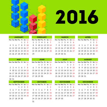 Calendar 2016 template design with header pictureのイラスト素材