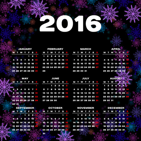 Calendar 2016 template design with header pictureのイラスト素材