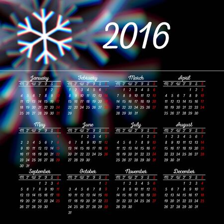 Calendar 2016 template design with header pictureのイラスト素材