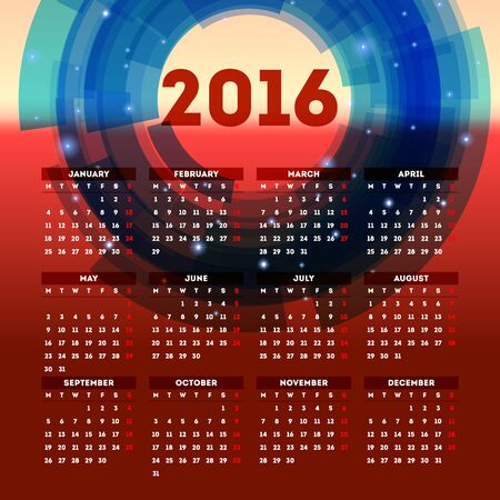 Calendar 2016 template design with header pictureのイラスト素材