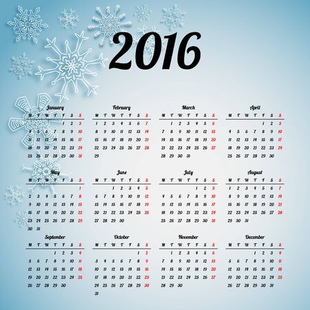 Calendar 2016 template design with header pictureのイラスト素材