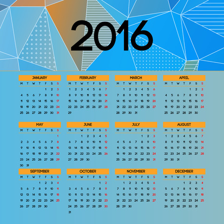 Calendar 2016 template design with header pictureのイラスト素材