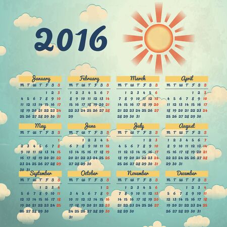 Calendar 2016 template design with header pictureのイラスト素材