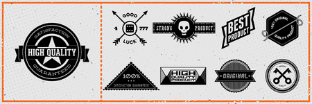 Set of vintage hipster labels on grungy cardのイラスト素材